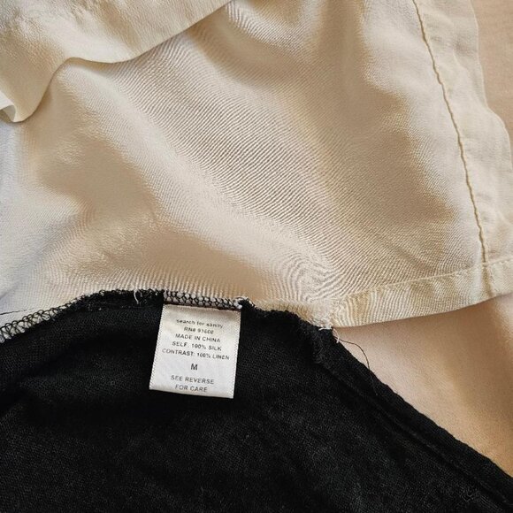 Search For Sanity Sleeveless 100% Silk and Lace Top Off-White and Black - Picture 4 of 4